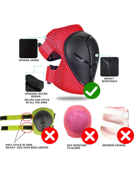 Set de Rodilleras y Codilleras CKE para Niños 3 en 1 Rojo