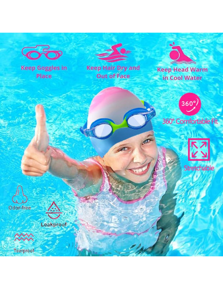 Set de Natación para Niños: Gorro y Gafas Antivaho 3-14 Años