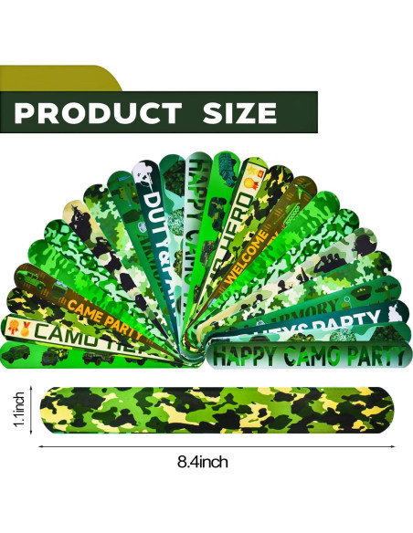 74PCS Fiesta Temática Militar: 24 Pulseras y 50 Calcomanías