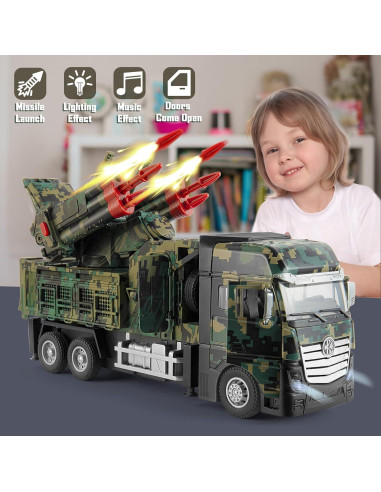 Camión Militar de Juguete HK con 6 Misiles y Luz