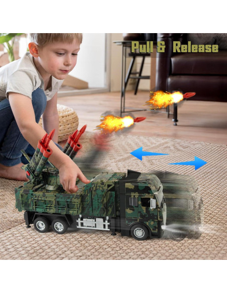 Camión Militar de Juguete HK con 6 Misiles y Luz