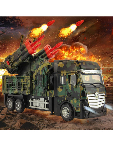 Camión Militar de Juguete HK con 6 Misiles y Luz