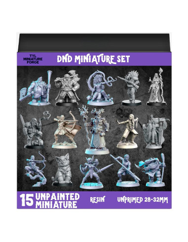 Set de Miniaturas de Resina TYL DND3 - 15 Piezas 32mm para RPG