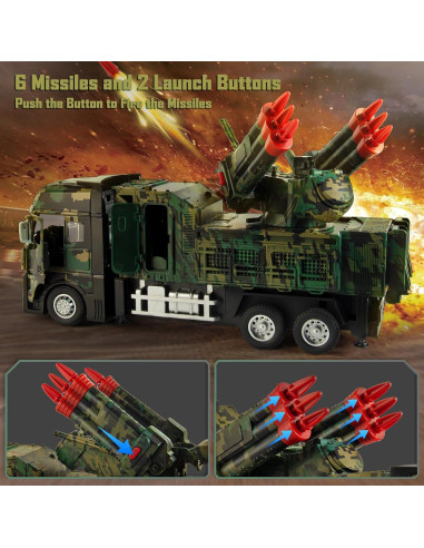 Camión Militar de Juguete HK con 6 Misiles y Luz