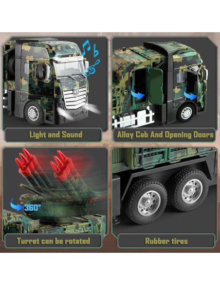 Camión Militar de Juguete HK con 6 Misiles y Luz