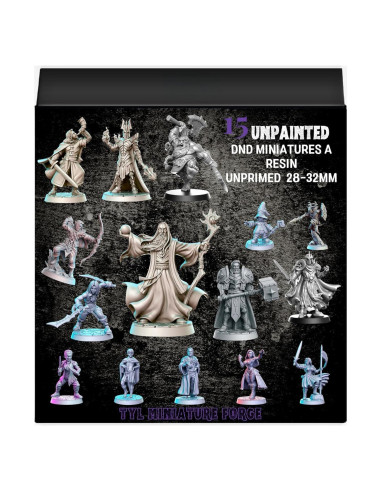 Conjunto de Miniaturas TYL 15 Piezas Resina 32mm para RPG