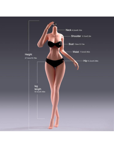 Cuerpo Femenino Escala 1/6 RoofWorld Piel Normal 30cm Flexible