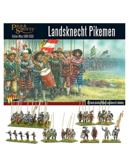 Miniaturas Landsknechts Pikemen 28 mm Warlord Games - 30 Figuras