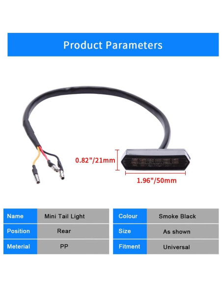 Luz Trasera LED DREAMIZER para Motocicleta y ATV 12V IP67