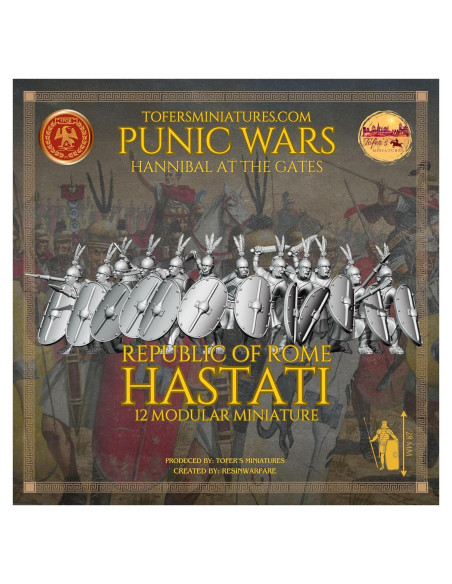 Miniaturas de Tofer Hastati República Romana 28 mm - 12 Piezas