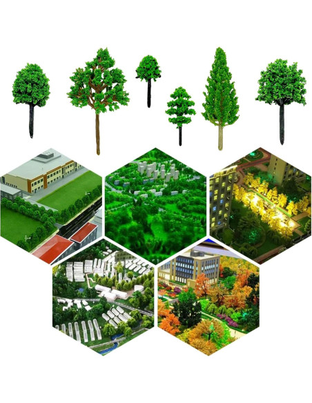 Cayway 90 PCS Árboles Miniatura Mezclados para Modelismo DIY