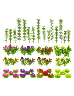 Set 75 Pcs Árboles Miniatura Verde y Ramilletes Coloridos Warmtree