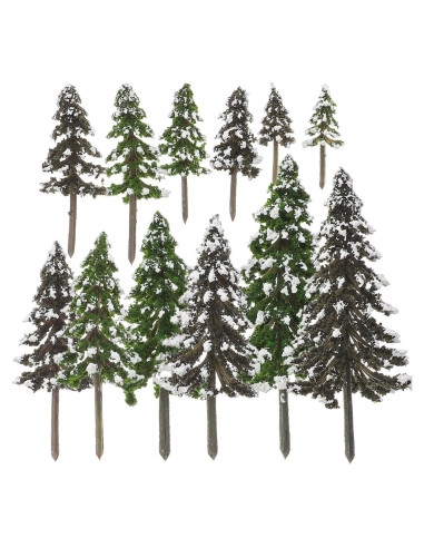 12 Mini Árboles de Pino Falsos para Diorama y Manualidades
