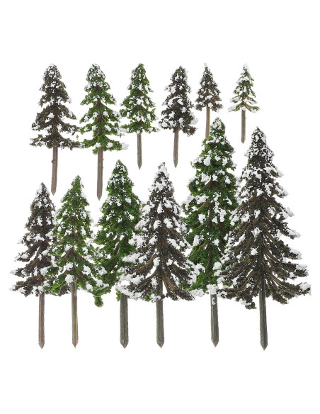 12 Mini Árboles de Pino Falsos para Diorama y Manualidades