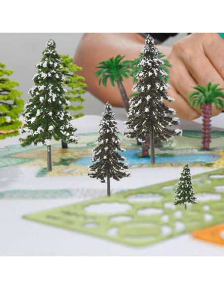 12 Mini Árboles de Pino Falsos para Diorama y Manualidades
