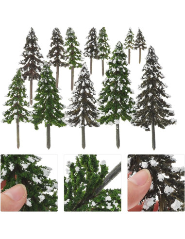 12 Mini Árboles de Pino Falsos para Diorama y Manualidades