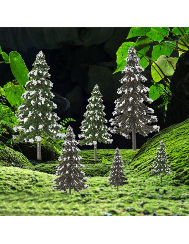 12 Mini Árboles de Pino Falsos para Diorama y Manualidades