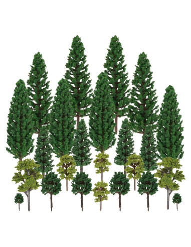 24 Árboles Artificiales Miniatura Jiebor para Diorama y Jardín