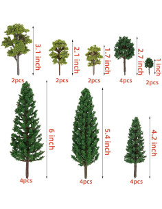 24 Árboles Artificiales Miniatura Jiebor para Diorama y Jardín 2
