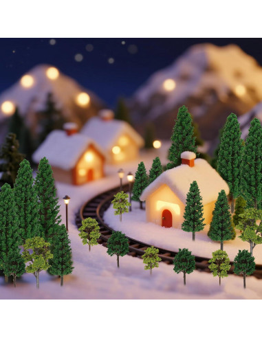 24 Árboles Artificiales Miniatura Jiebor para Diorama y Jardín