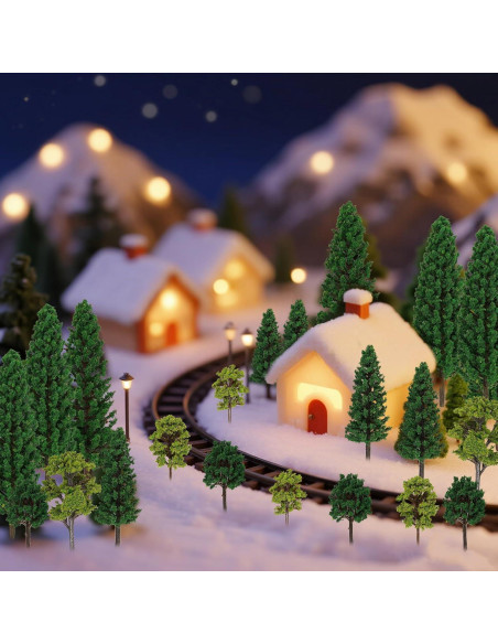24 Árboles Artificiales Miniatura Jiebor para Diorama y Jardín