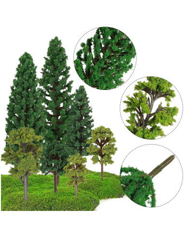 24 Árboles Artificiales Miniatura Jiebor para Diorama y Jardín