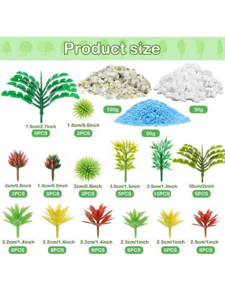 82 Piezas Plantas Miniatura Árboles QUOZUO para Jardín y Ferrocarril