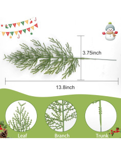 Ramas de Pino Artificial Hananona 40 Pcs 35 cm Verde Decoración 2