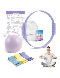 Kit de Pilates Paleclouds - Anillo, Pelota 21 cm y Bandas