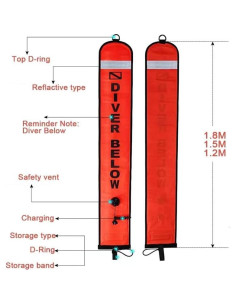 Boya Inflable de Buceo DEMMET 1.8m Alta Visibilidad Nylon 2