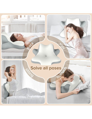Almohada Cervical Ergonómica FULOG de Espuma de Memoria Gris