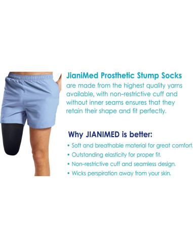 Calcetines protésicos JianiMed 1 capa compresión ligera 4 piezas