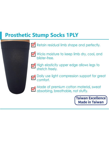 Calcetines protésicos JianiMed 1 capa compresión ligera 4 piezas