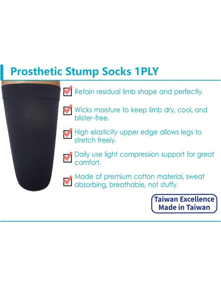 Calcetines protésicos JianiMed 1 capa compresión ligera 4 piezas