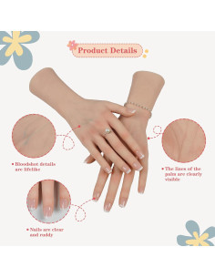 Maniquí de Mano Femenina de Silicona Realista CUAIBB - Mano Derecha Blanca 2