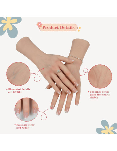 Maniquí de Mano Femenina de Silicona Realista CUAIBB - Mano Derecha Blanca