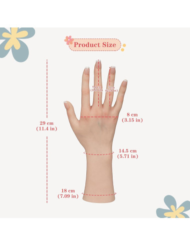 Maniquí de Mano Femenina de Silicona Realista CUAIBB - Mano Derecha Blanca
