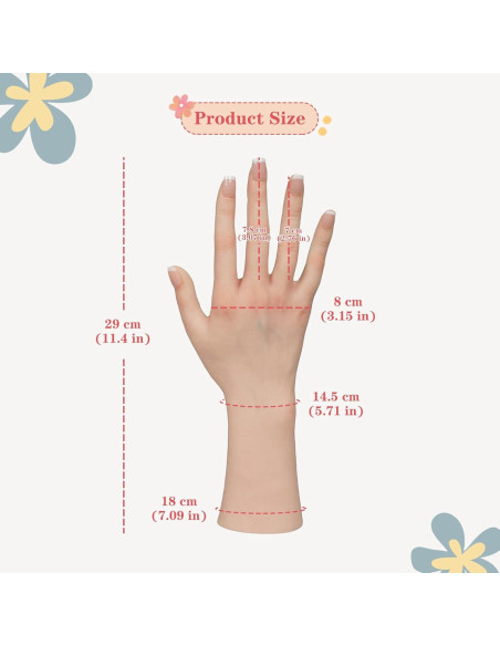 Maniquí de Mano Femenina de Silicona Realista CUAIBB - Mano Derecha Blanca