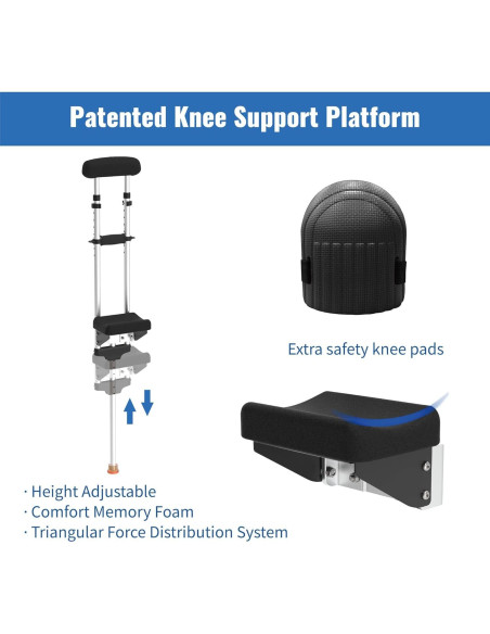 Muleta para Rodilla Soporte Ergonómico Support Way - Aluminio Ligero