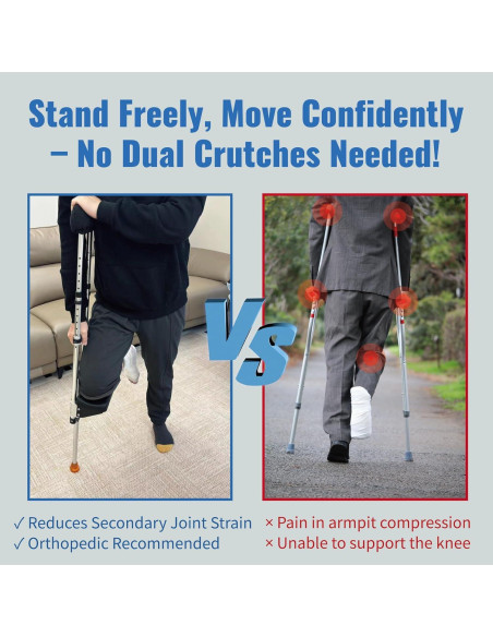 Muleta para Rodilla Soporte Ergonómico Support Way - Aluminio Ligero