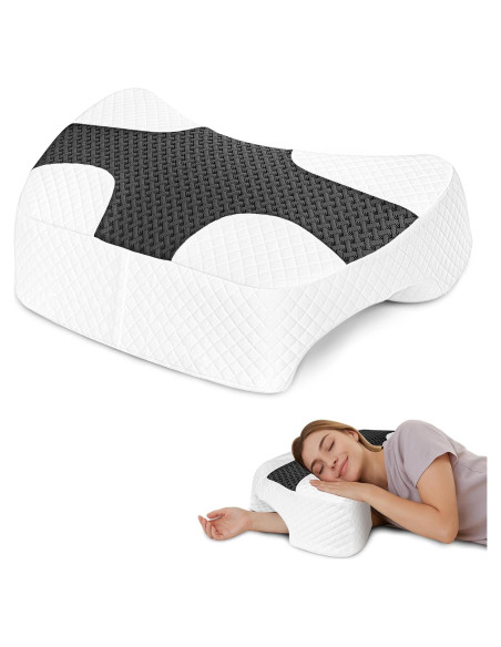 Almohada Ergonómica EliteGuard con Agujero para Brazo - Gris