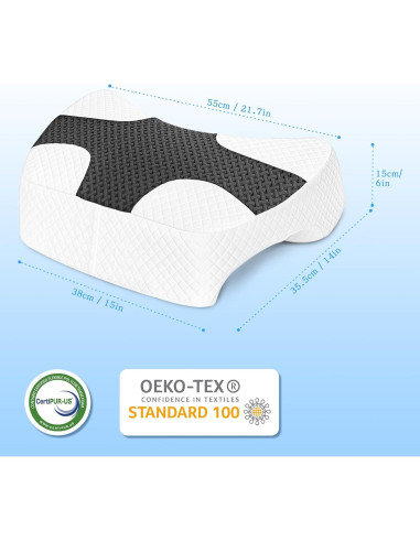 Almohada Ergonómica EliteGuard con Agujero para Brazo - Gris