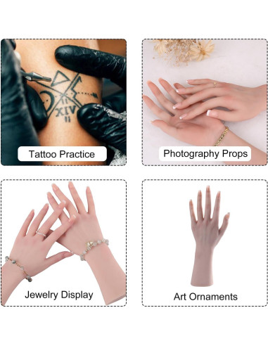 Mano de silicona realista MOTLEYBEAN 29 cm con esqueleto marrón