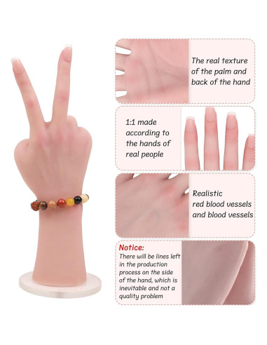 Mano de silicona realista MOTLEYBEAN 29 cm con esqueleto marrón