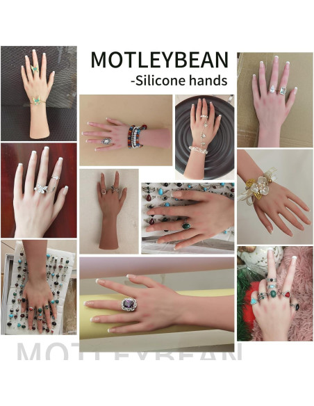 Mano de silicona realista MOTLEYBEAN 29 cm con esqueleto marrón