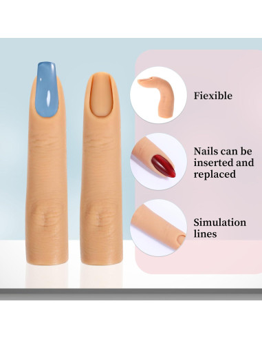 Dedos de Práctica de Silicona Giantree para Uñas Acrílicas - 2 Pcs