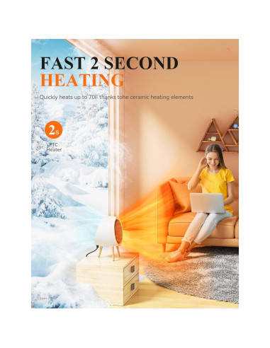 Calentador Eléctrico Gaiatop K-116 1000W Cerámico PTC Blanco