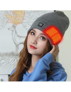 Gorro Calentador Eléctrico Recargable Unisex Gris XL 2