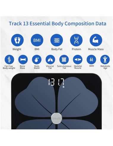 Balanza de Grasa Corporal Inteligente Vitafit ITO 30x30cm