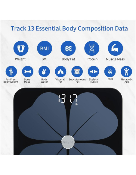 Balanza de Grasa Corporal Inteligente Vitafit ITO 30x30cm